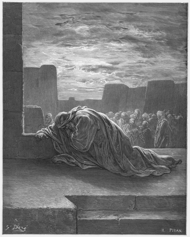Gustave Dore Bible: Ezra in prayer  by Gustave Dore