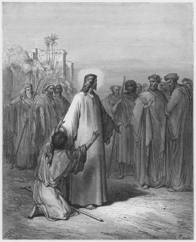 Gustave Dore Bible: Jesus healing the man possessed with a devil  by Gustave Dore