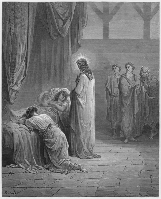 Gustave Dore Bible: Jesus raising up the daughter of Jairus  by Gustave Dore