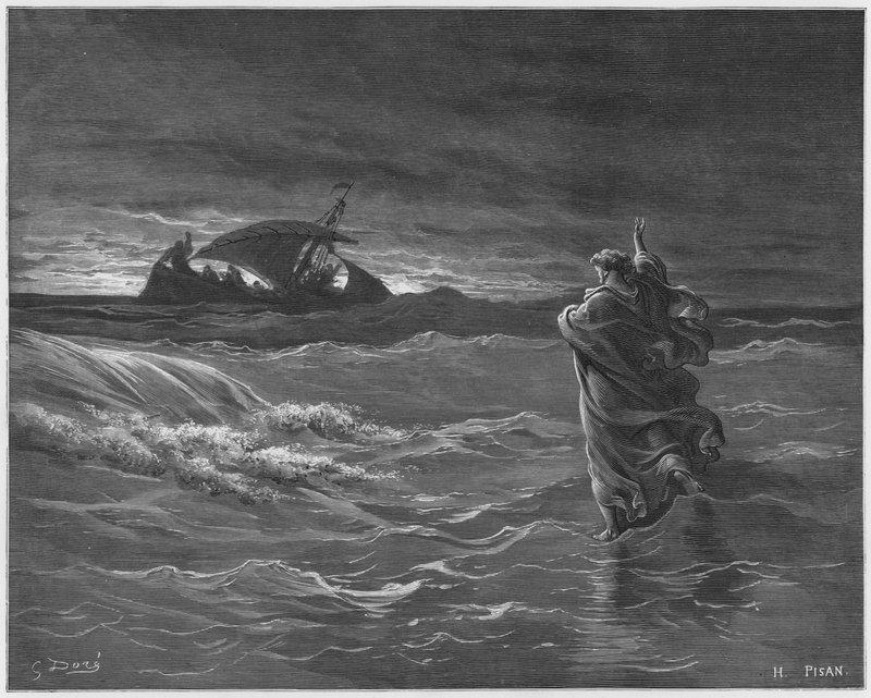 Gustave Dore Bible: Jesus walking on the sea  by Gustave Dore