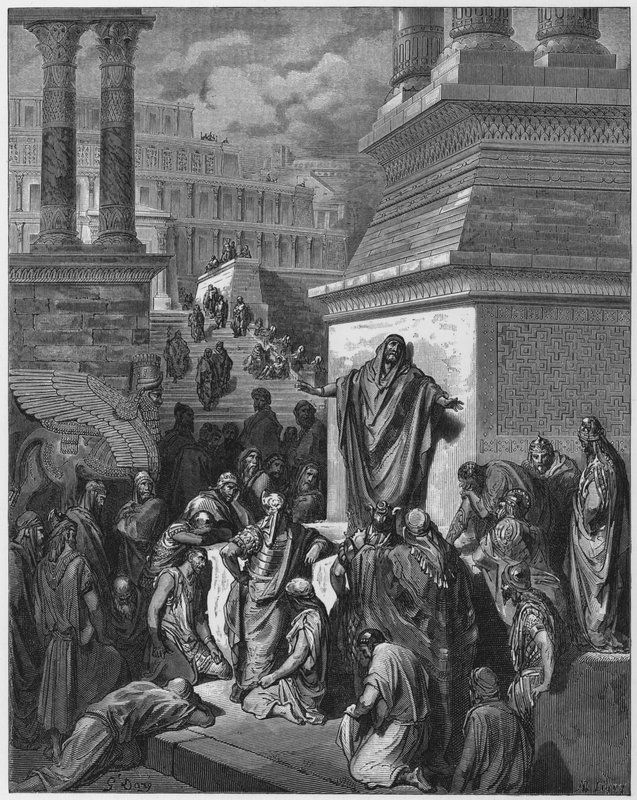 Gustave Dore Bible: Jonah preaching to the Ninevites  by Gustave Dore