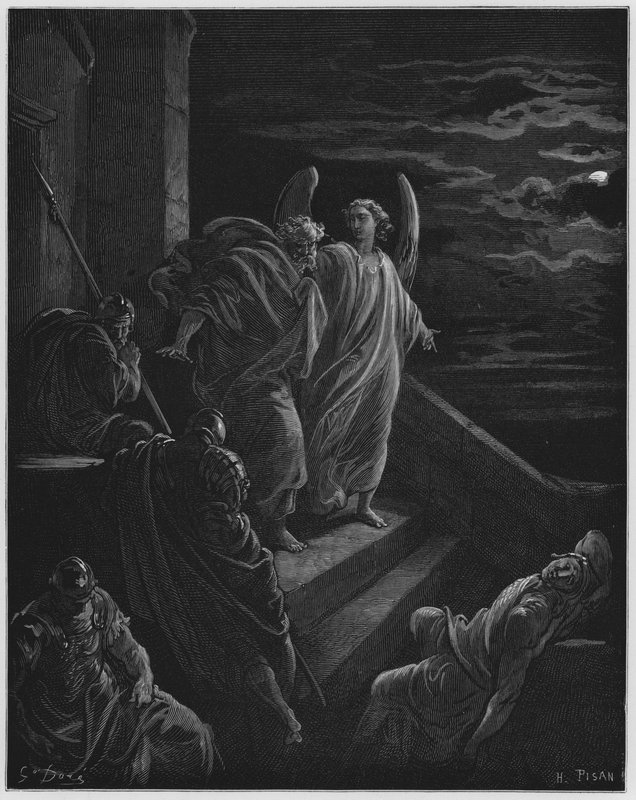 Gustave Dore Bible: S Peter delivered from prison  by Gustave Dore