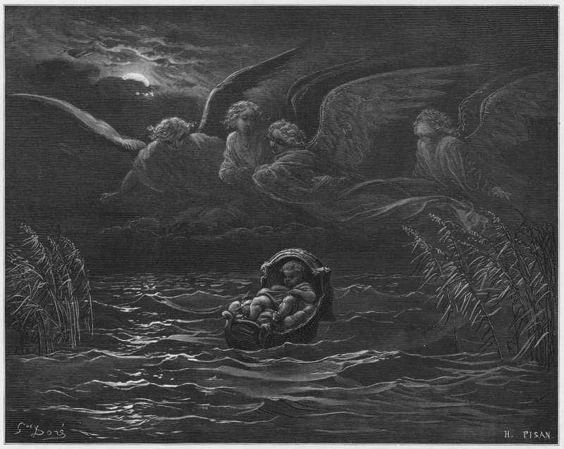 Gustave Dore Bible: The child Moses on the Nile  by Gustave Dore