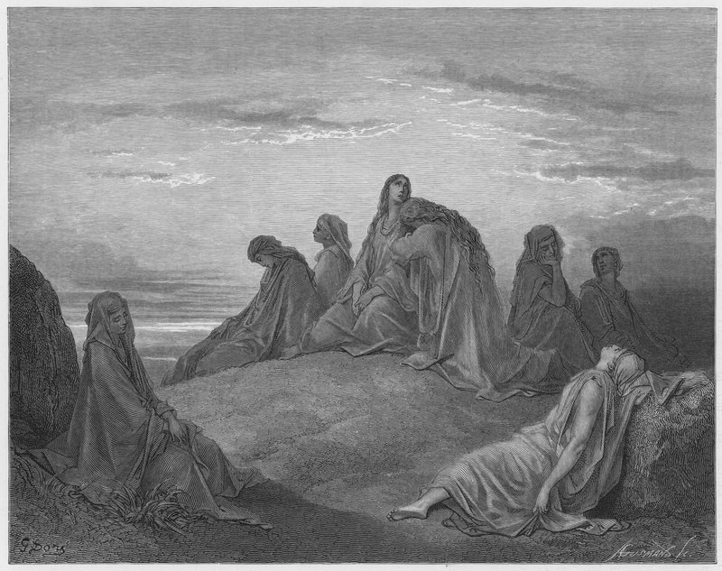 Gustave Dore Bible: The daughters of Israel lamenting the daughter of Jephthah  by Gustave Dore