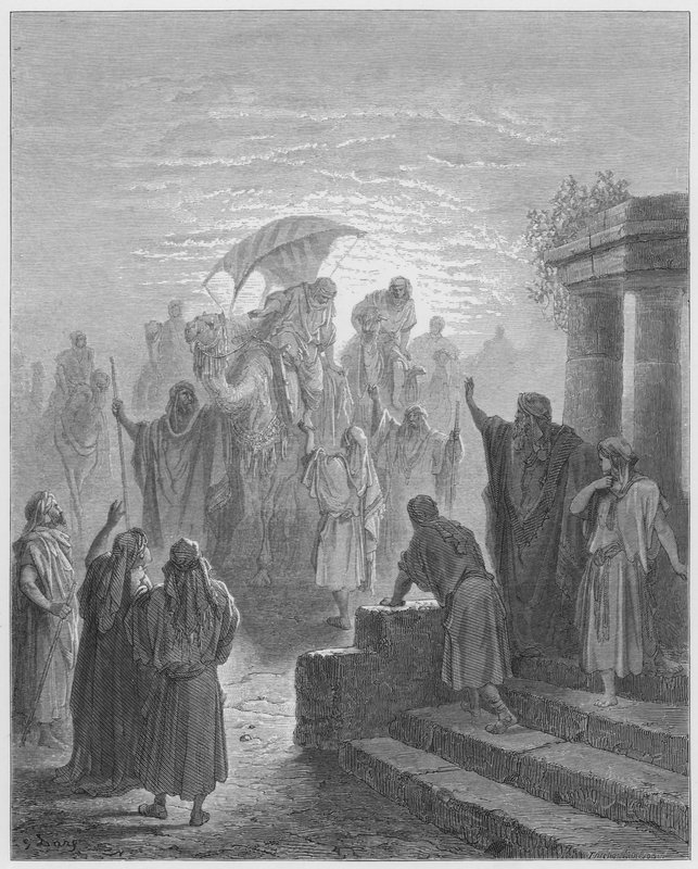 Gustave Dore Bible: The meeting of Isaac and Rebekah  by Gustave Dore