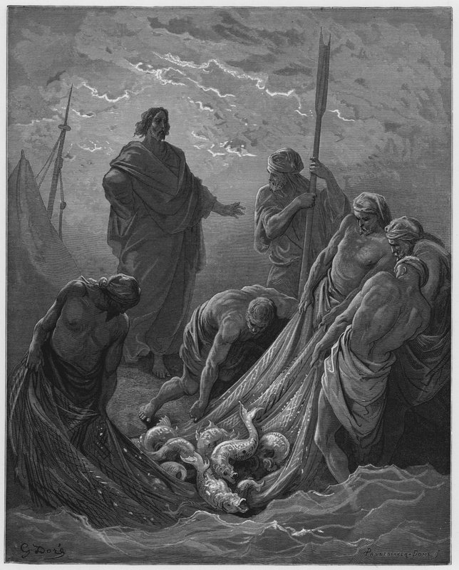 Gustave Dore Bible: The miraculous draught of fishes  by Gustave Dore