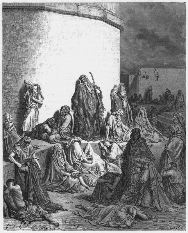 Gustave Dore Bible: The people mourning over the ruins of Jerusalem  by Gustave Dore