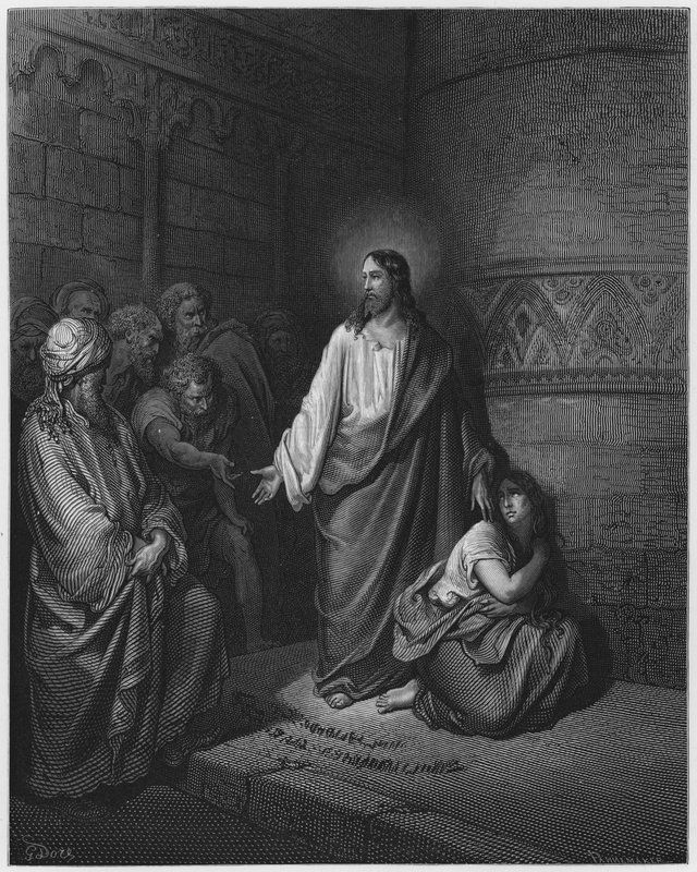 Gustave Dore Bible: The woman taken in adultery  by Gustave Dore