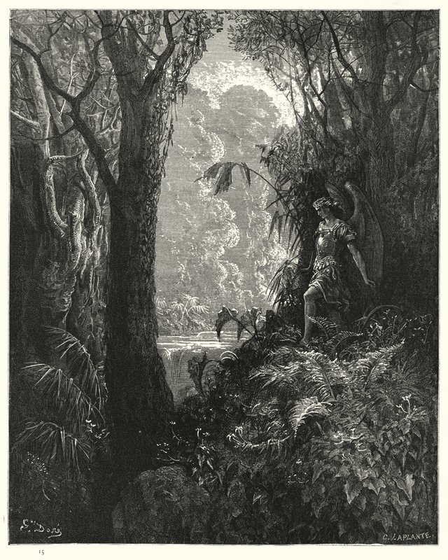 Illustration by Gustave Dore for Miltons Paradise Lost, Book IV, line 247  by Gustave Dore
