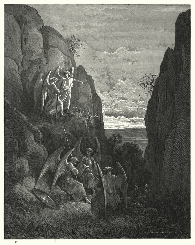 Illustration by Gustave Dore for Miltons Paradise Lost, Book IV, lines 589, 590  by Gustave Dore