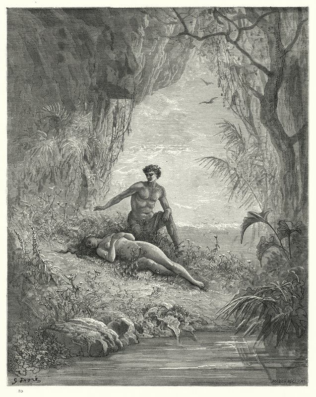 Myndskreyting eftir Gustave Dore fyrir Miltons Paradise Lost, bók IV, línur 1014, 1015 by Gustave Dore