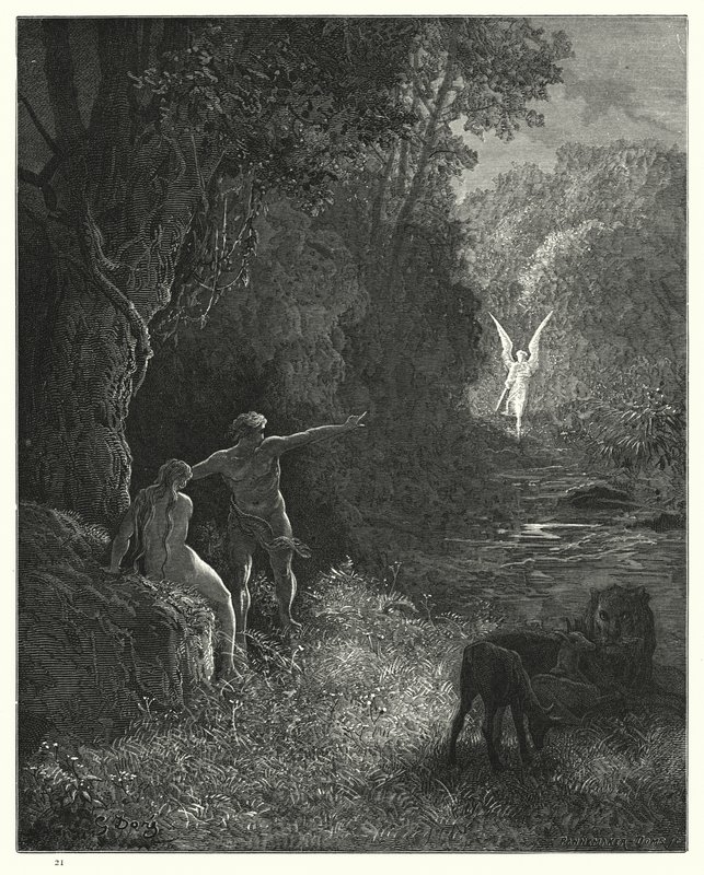 Miltons Paradise Lost, Kitap V, satır 309, 310 için Gustave Dore tarafından yapılan çizim by Gustave Dore