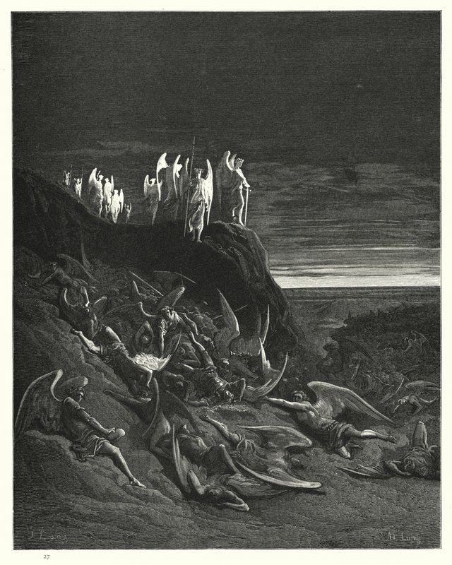 Illustration by Gustave Dore for Miltons Paradise Lost, Book VI, lines 410-412  by Gustave Dore