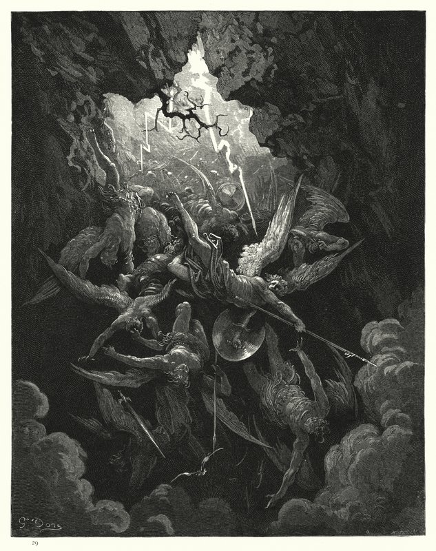 Illustration by Gustave Dore for Miltons Paradise Lost, Book VI, lines 874, 875  by Gustave Dore