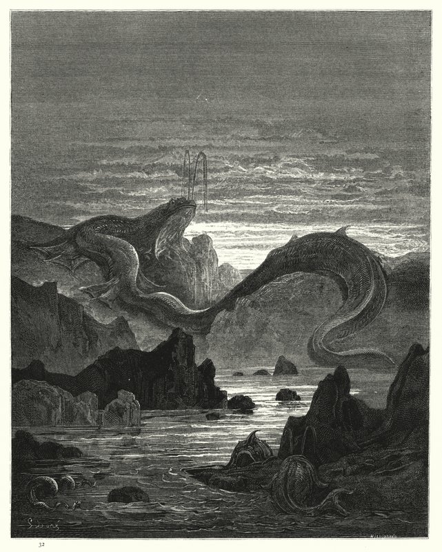 Illustration by Gustave Dore for Miltons Paradise Lost, Book VII, lines 415, 416  by Gustave Dore