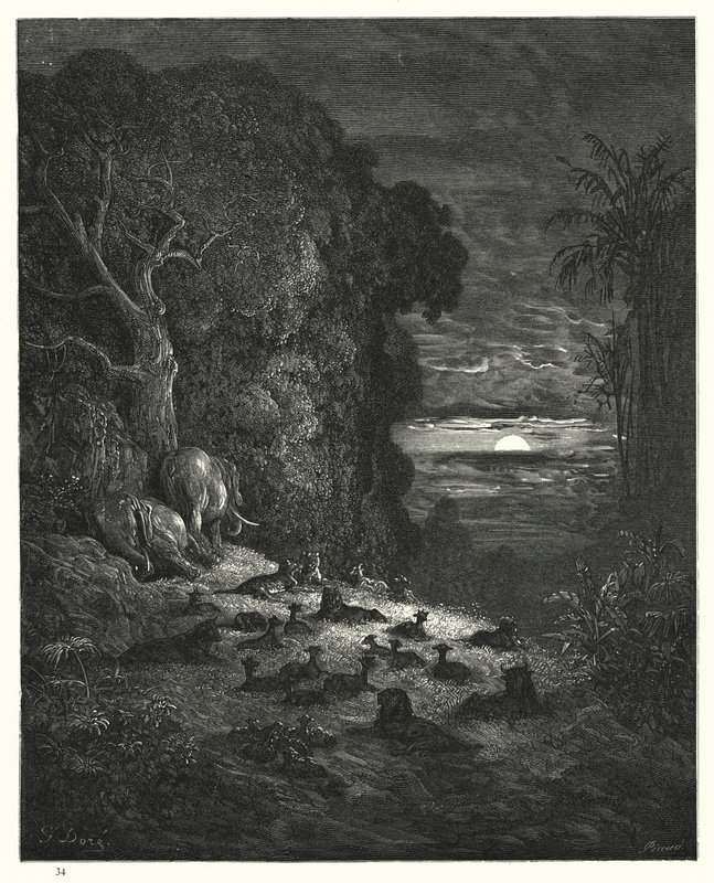 Illustration by Gustave Dore for Miltons Paradise Lost, Book VII, lines 581, 582  by Gustave Dore