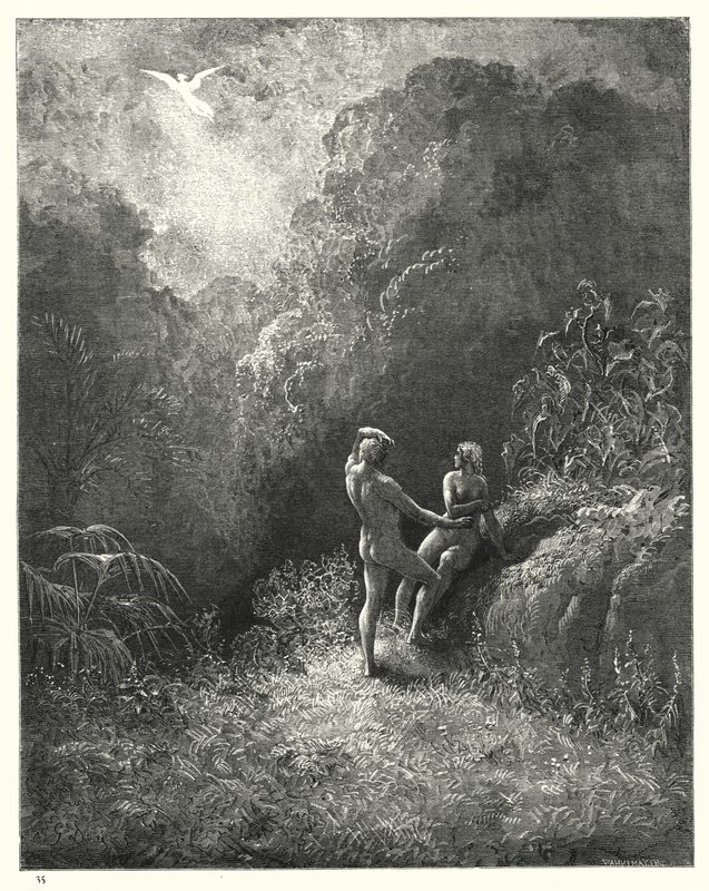 Illustration by Gustave Dore for Miltons Paradise Lost, Book VIII, lines 652, 653  by Gustave Dore