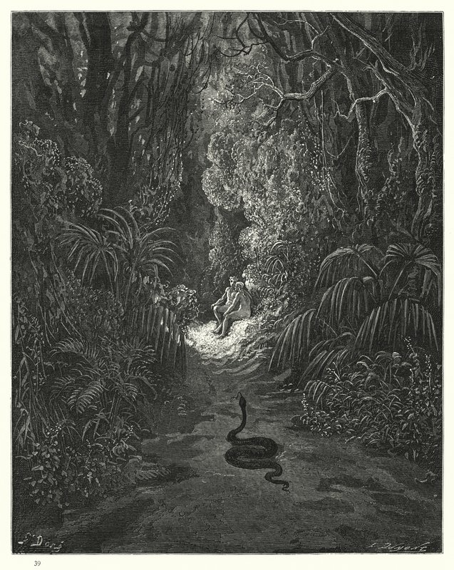 Тасвири Густав Дор барои Miltons Paradise Lost, Book IX, сатри 99, 100 by Gustave Dore