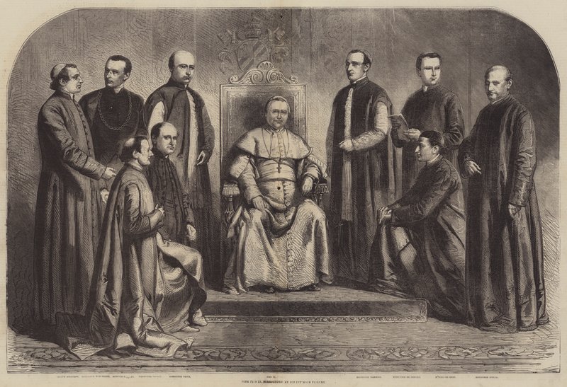 Papa Pius IX, Mahrem Dostları ile çevrili by Gustave Janet