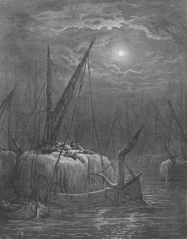 Bateaux A Foin Sur La Tamise  by Gustave after Dore