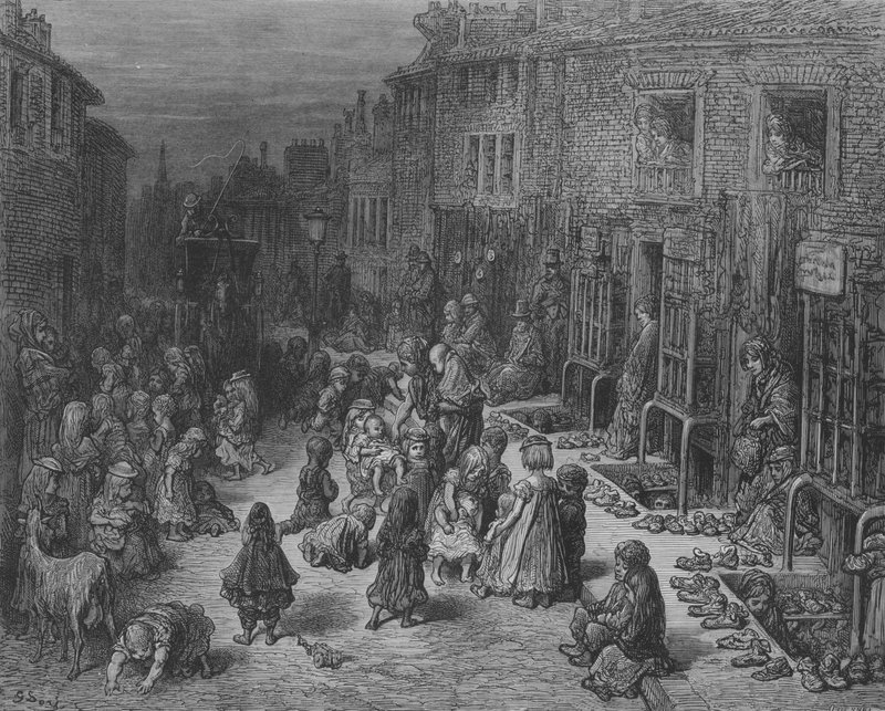 La Foire Aux Vieux Souliers, Dudley-Street  by Gustave after Dore