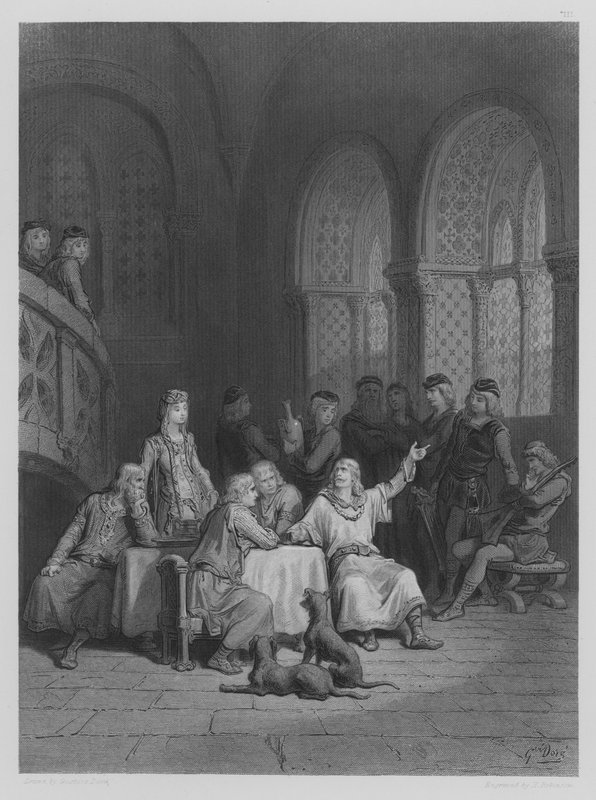Lancelot nálgast kastalann í Astolat by Gustave after Dore