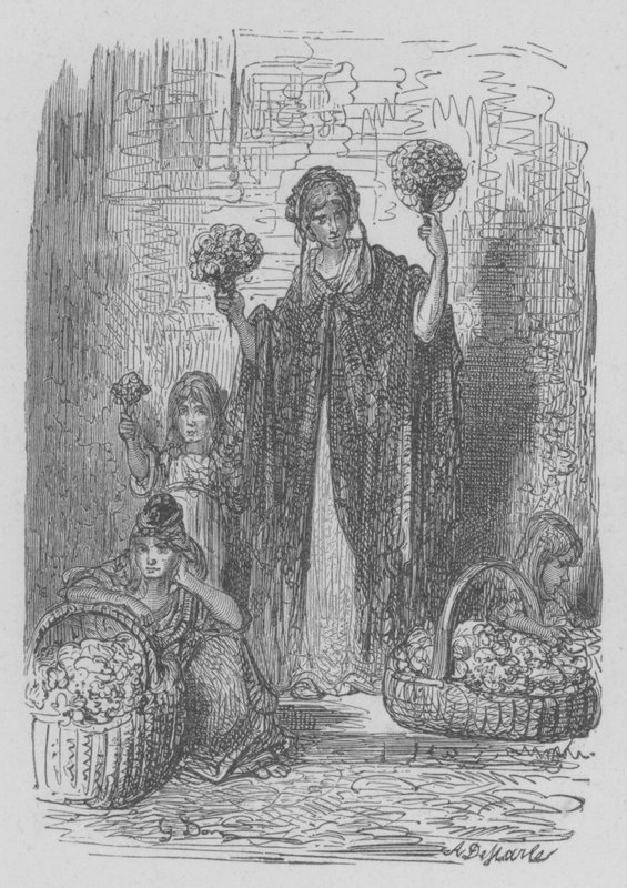 Marchande De Fleurs  by Gustave after Dore