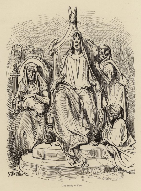 The family of Fear  by Gustave after Dore