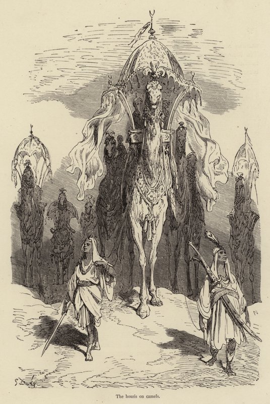 The houris on camels  by Gustave after Dore