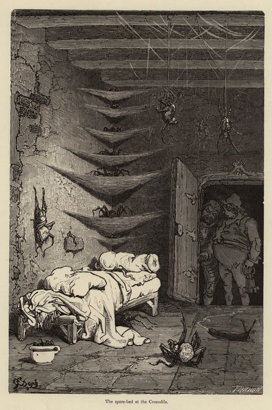 The spare-bed at the Crocodile  by Gustave after Dore