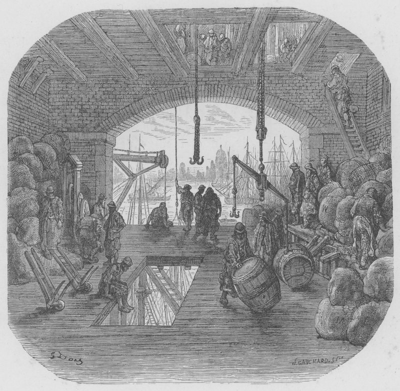 Un Entrepot Dans La Cite  by Gustave after Dore