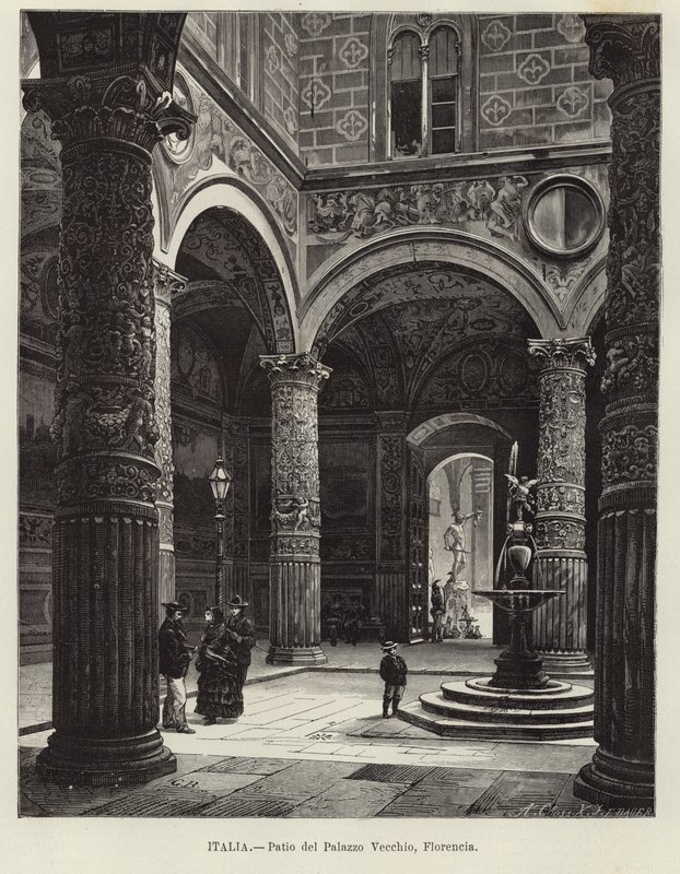 İtalya - Palazzo Vecchio Avlusu, Floransa by Gustave Bauernfeind
