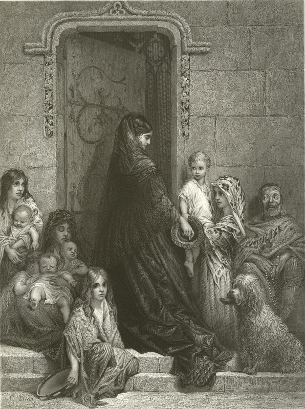 Alms giving  by Gustave Dore