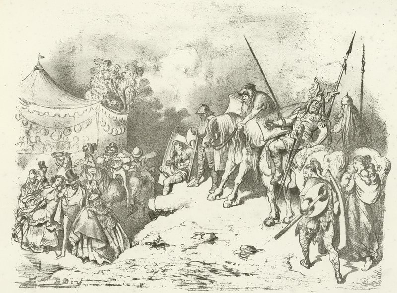 Torunlarının Kostümünü Düşünen Eski Bir Briton (gravür) by Gustave Dore