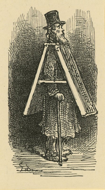 Sandviç adamı tasvir eden bir illüstrasyon by Gustave Dore
