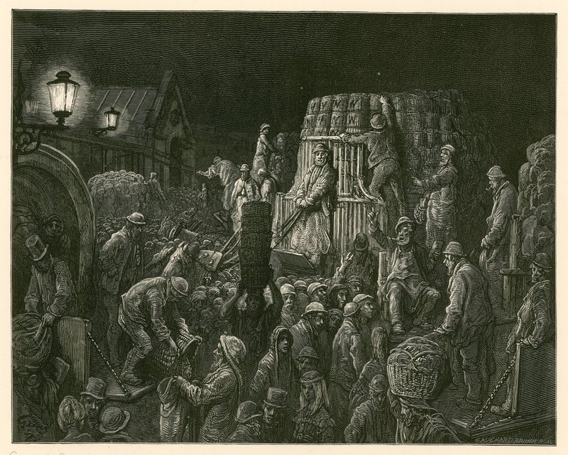 Covent Garden Pazarı, Londra by Gustave Dore