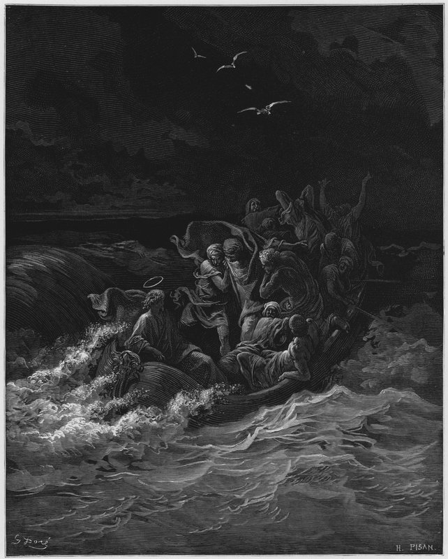 Gustave Dore İncil: İsa fırtınayı bastırıyor by Gustave Dore