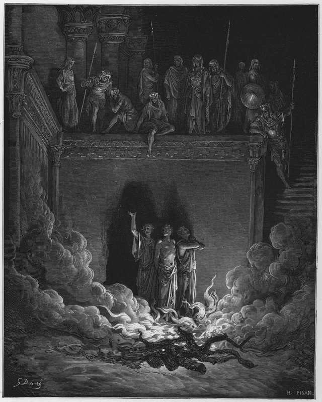 Gustave Dore İncil: Ateşli fırında Shadrach, Meshach ve Abednego by Gustave Dore
