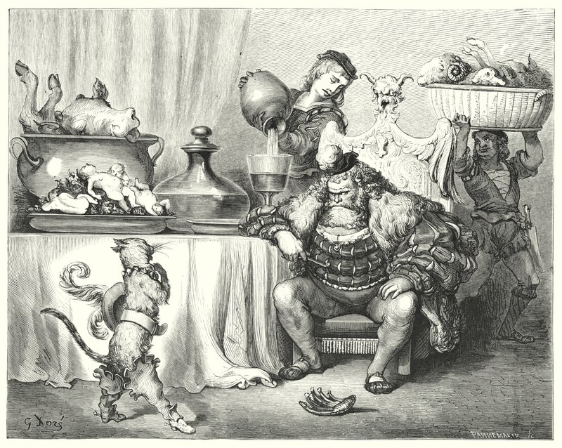 Usta Kedi veya Önyükleme Kedisi; Çizmeli Kedi (gravür) by Gustave Dore