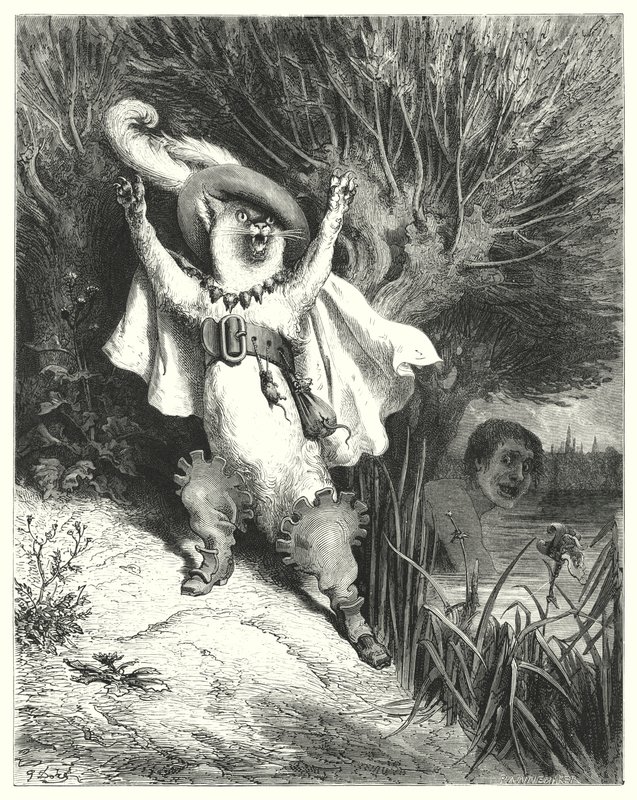 Usta Kedi veya Önyükleme Kedisi; Çizmeli Kedi (gravür) by Gustave Dore