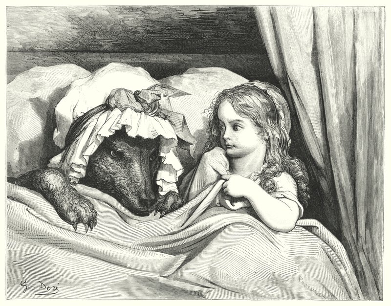 Le Petit Şaperon Rouge; Kırmızı Başlıklı Kız (gravür) by Gustave Dore
