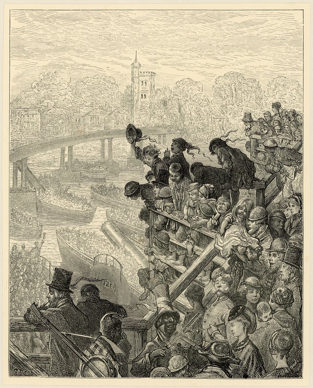 Oxford ve Cambridge Tekne Yarışı, Putney by Gustave Dore