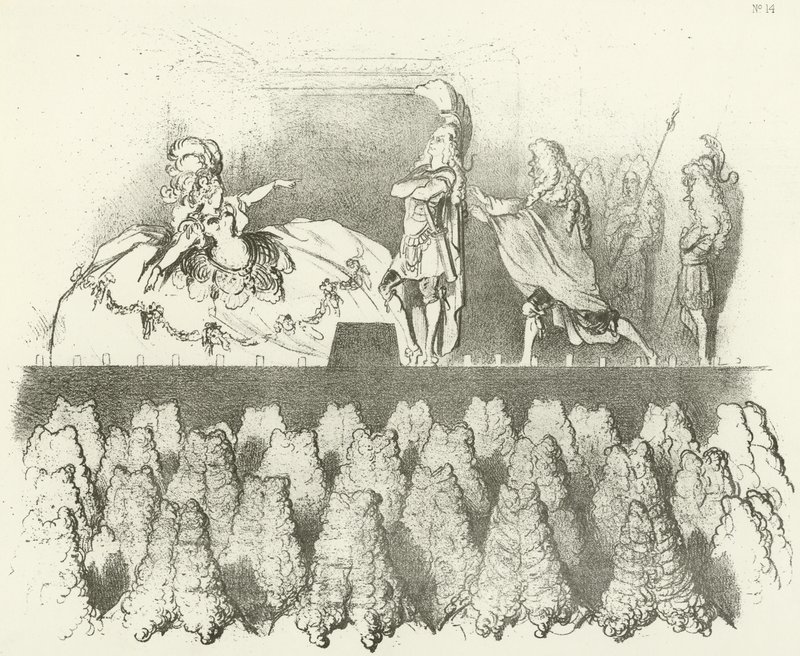 Versailles 1695 Mahkemesi huzurunda gerçekleştirilen Racine (gravür) by Gustave Dore