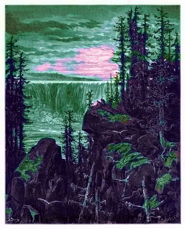 Niagara Şelaleleri, A. Sargent tarafından oyulmuş 