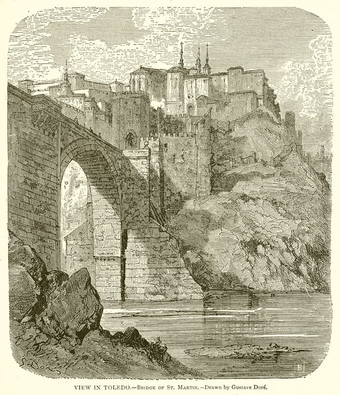 View in Toledo.--Bridge of St. Martin  by Gustave Dore