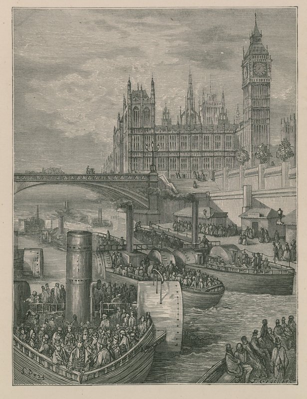 Westminster Merdivenleri - Vapurlar Ayrılıyor by Gustave Dore