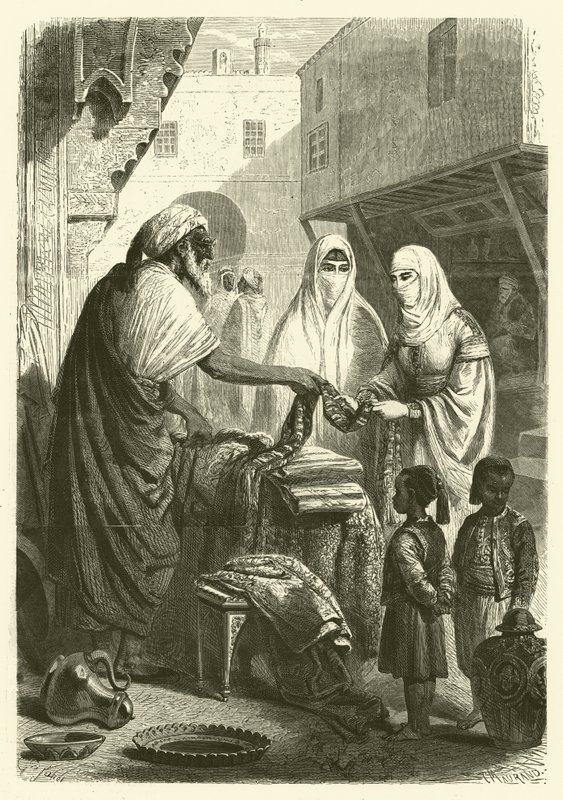 Çarşı, Mogador, Fas (gravür) by Gustave Janet