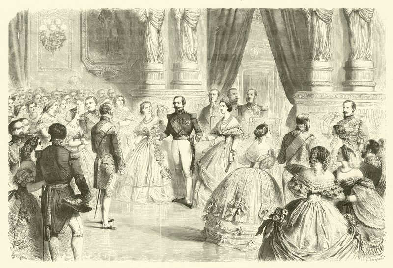 Bir Fransız imparatorluk saray balosunda kadril dansı (gravür) by Gustave Janet