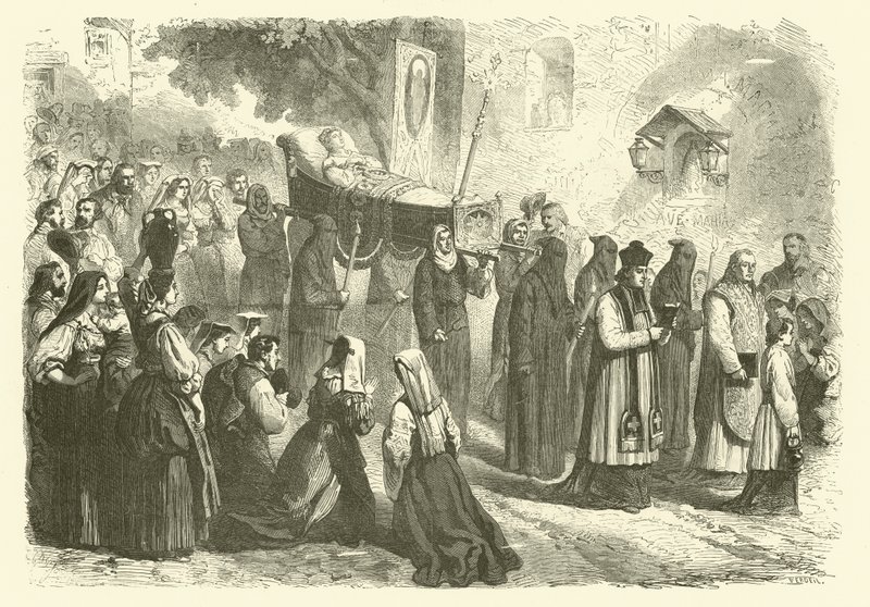 Genç bir kızın cenaze töreni, Sparanise, İtalya (gravür) by Gustave Janet
