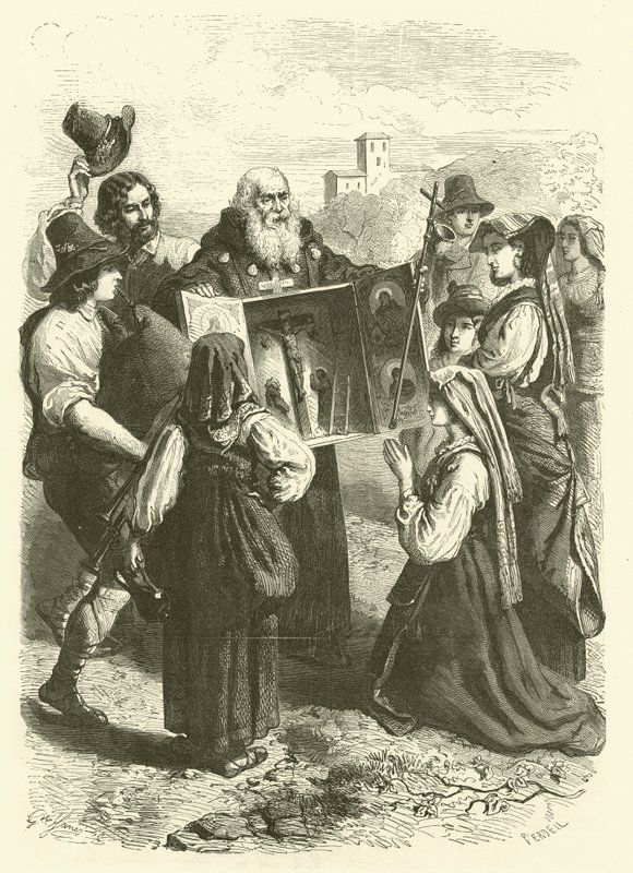 Kalıntıların sergilenmesi, İtalya (gravür) by Gustave Janet
